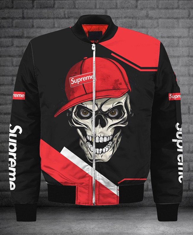 Supreme skull black luxury brand bomber jacket