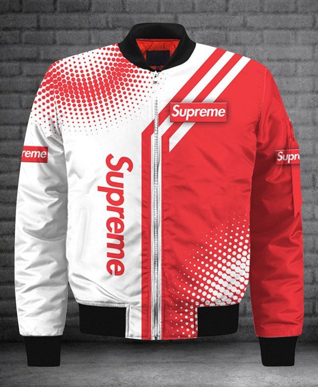 Supreme white red luxury brand bomber jacket