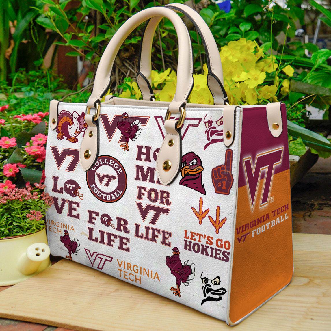 Virginia tech women leather hand bag
