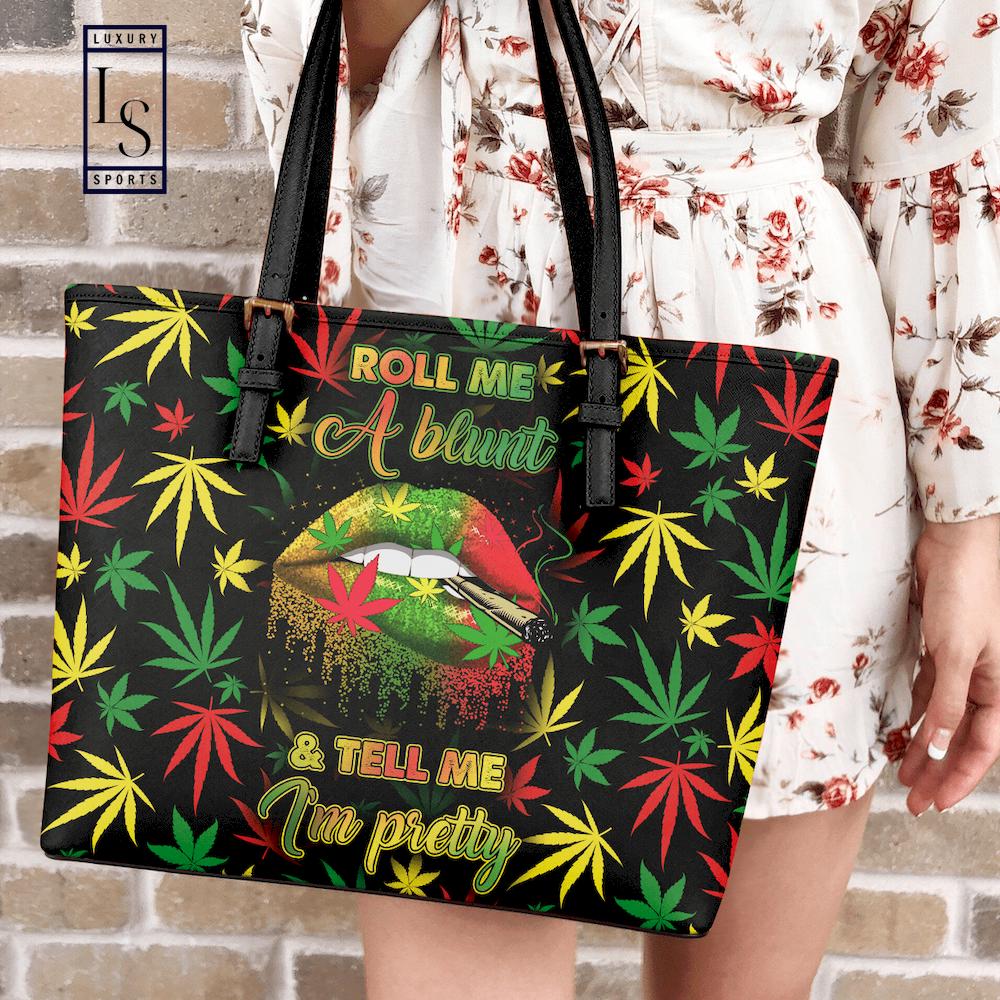Weed roll me a blunt leather tote bag