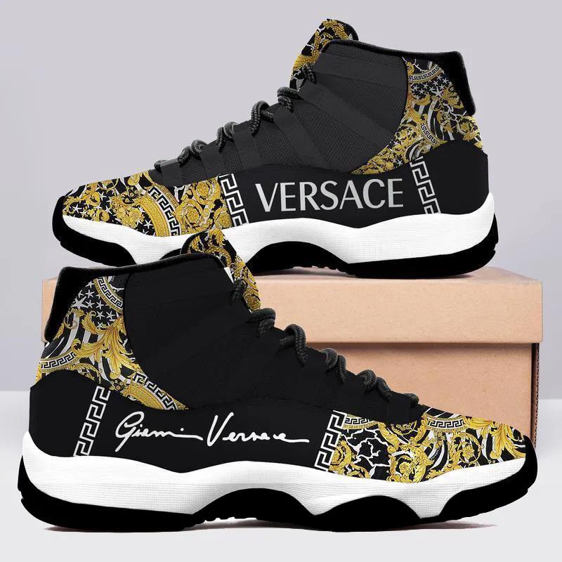 Black Gianni Versace Air Jordan 11 Sneakers Shoes JD11095