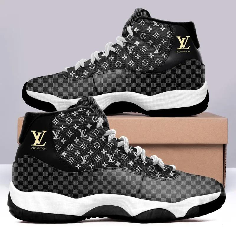 Black Monogram Louis Vuitton Air Jordan 11 Sneakers Shoes LV Gifts JD11093
