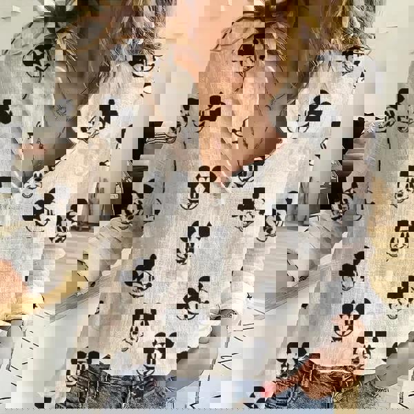 Cute Mickey Face Pattern Women Casual Shirt Mickey Shirt Long Sleeve Women Shirt
Shirt For Minnie Fans