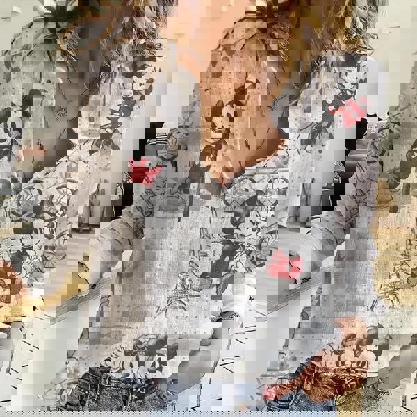 Cute Vintage Mickey Comic Women Casual Shirt Mickey Shirt Long Sleeve Women
Shirt Shirt For Minnie Fans