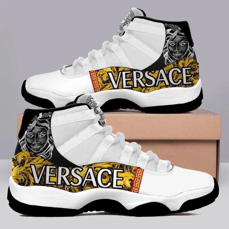 Gianni Gold White Versace Air Jordan 11 Sneakers Shoes JD11077