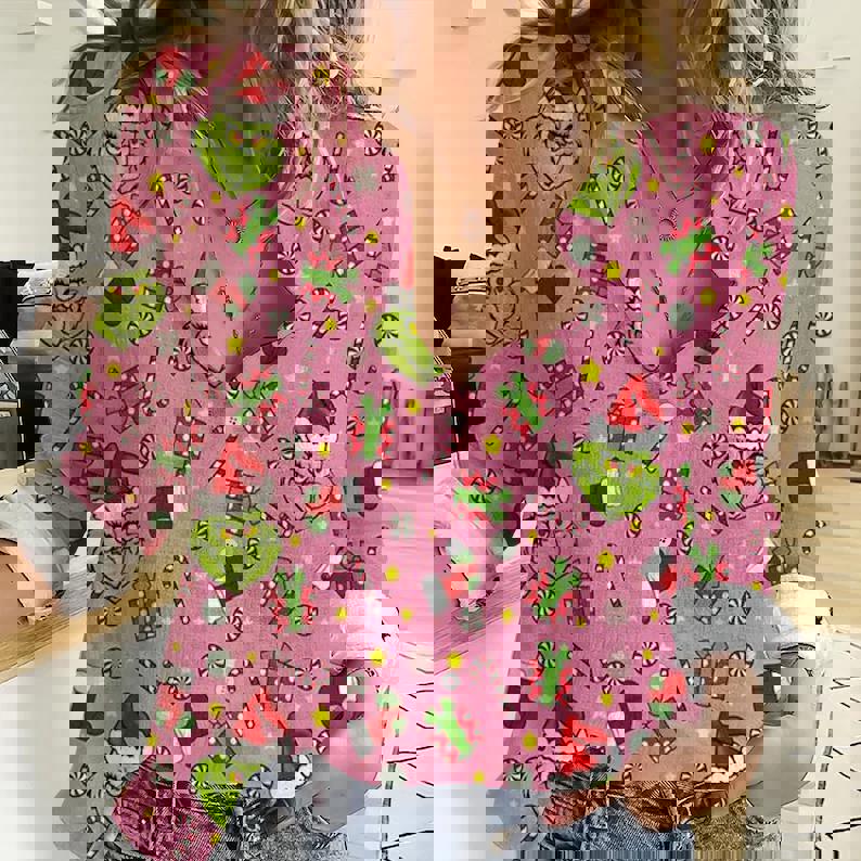 Grinch Christmas Women Casual Shirt Casual Long Sleeve Button Down Shirt Grinch
Linen Shirt