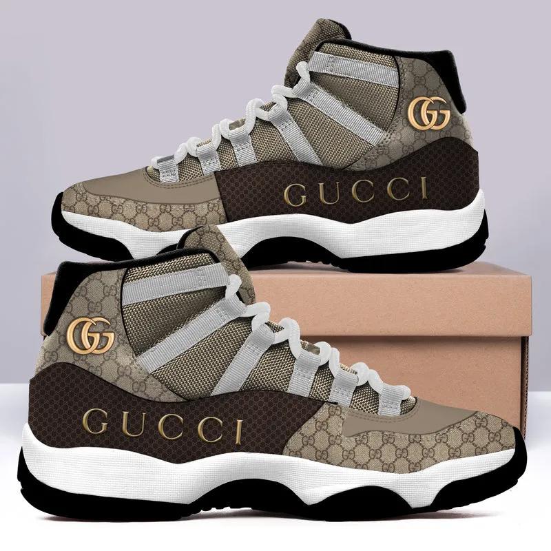 Gucci Air Jordan 11 Sneakers Shoes Brown JD11105
