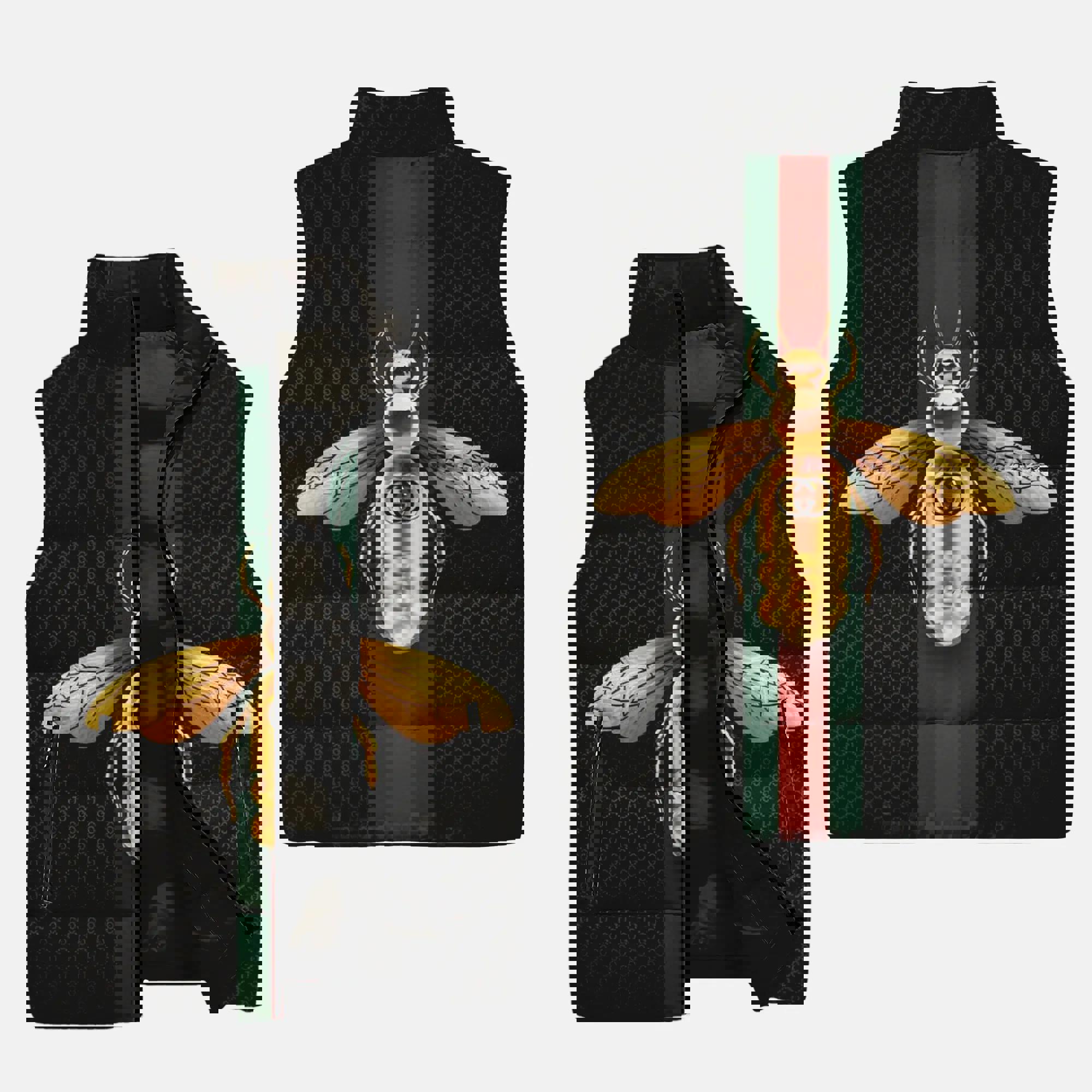 Gucci Bee Black Luxury Brand 3D Sleeveless Down Jacket