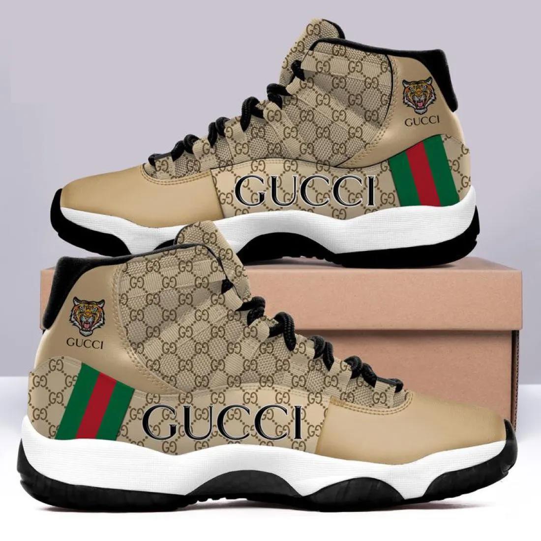Gucci Brown Tiger Air Jordan 11 Sneakers Shoes JD11065