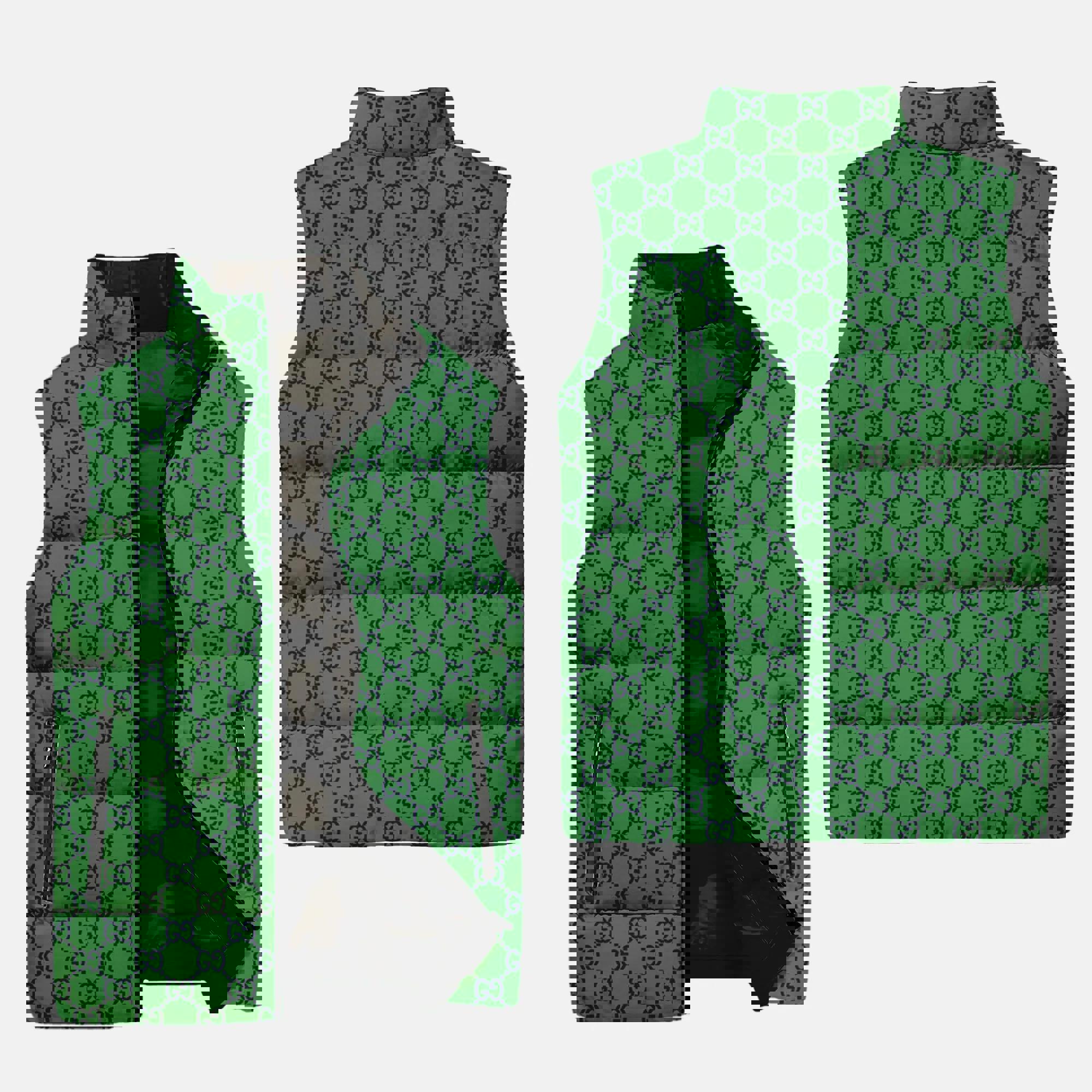 Gucci Green Luxury Brand 3D Sleeveless Down Jacket