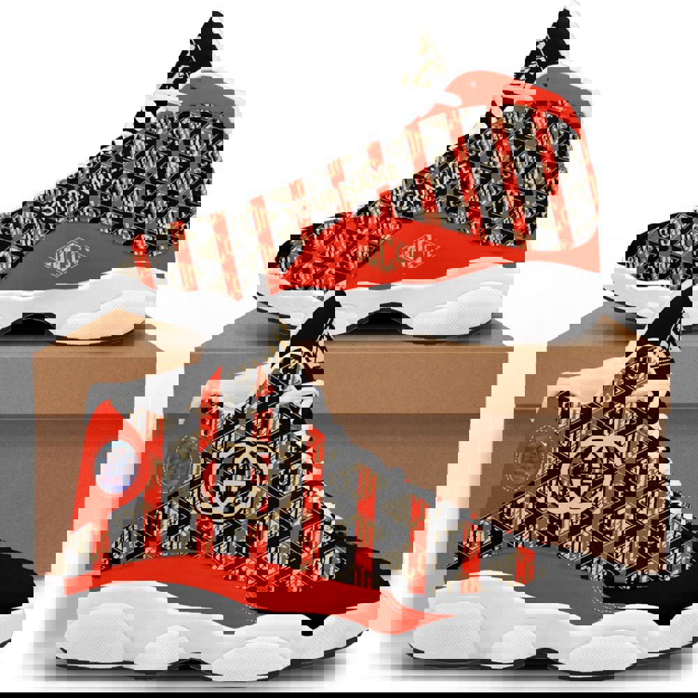 Gucci Logo Pattern Red Black Air Jordan 13 Luxury Style JD Sneakers JD1310