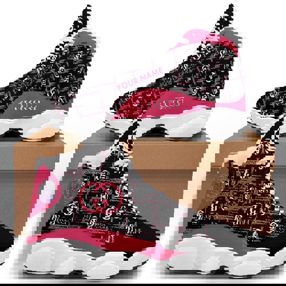 Gucci Logo Pattern Red Chain Air Jordan 13 Luxury Style JD Sneakers JD1311
