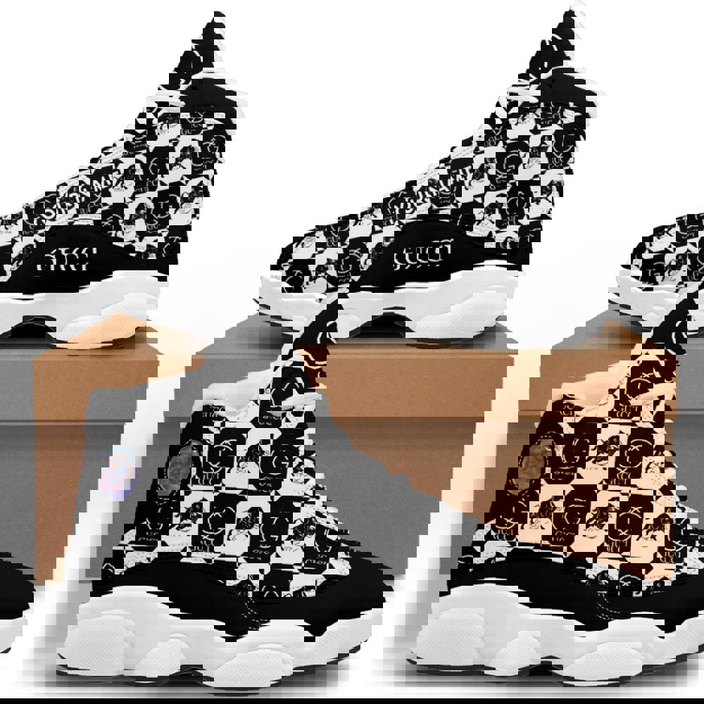 Gucci Pattern Black Buffalo Air Jordan 13 Luxury Style JD Sneakers JD1305