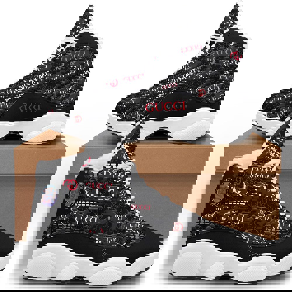 Gucci Pattern Red White Air Jordan 13 Luxury Style JD Sneakers JD1303