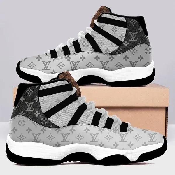 Louis Vuitton Black Grey Air Jordan 11 Sneakers Shoes LV Gifts JD11016