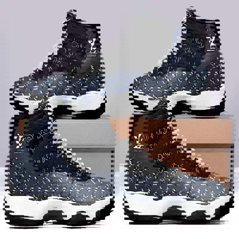 Louis Vuitton Blue Monogram Air Jordan 11 Sneakers Shoes LV Gifts JD11039