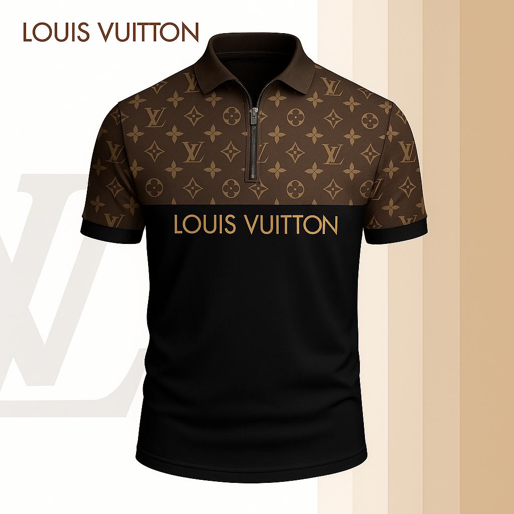 Louis Vuitton Limited Edition High-Quality Printed Zip Polo Shirt for Men-HRK-ZPL202602