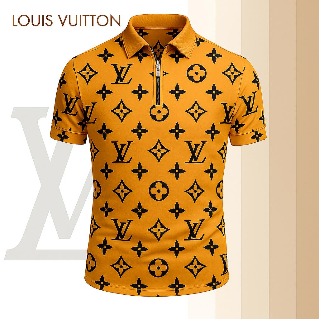Louis Vuitton Limited Edition High-Quality Printed Zip Polo Shirt for Men-HRK-ZPL2026021