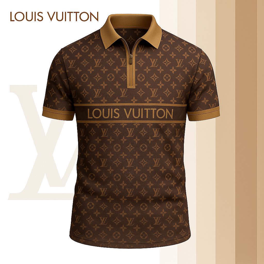 Louis Vuitton Limited Edition High-Quality Printed Zip Polo Shirt for Men-HRK-ZPL2026041