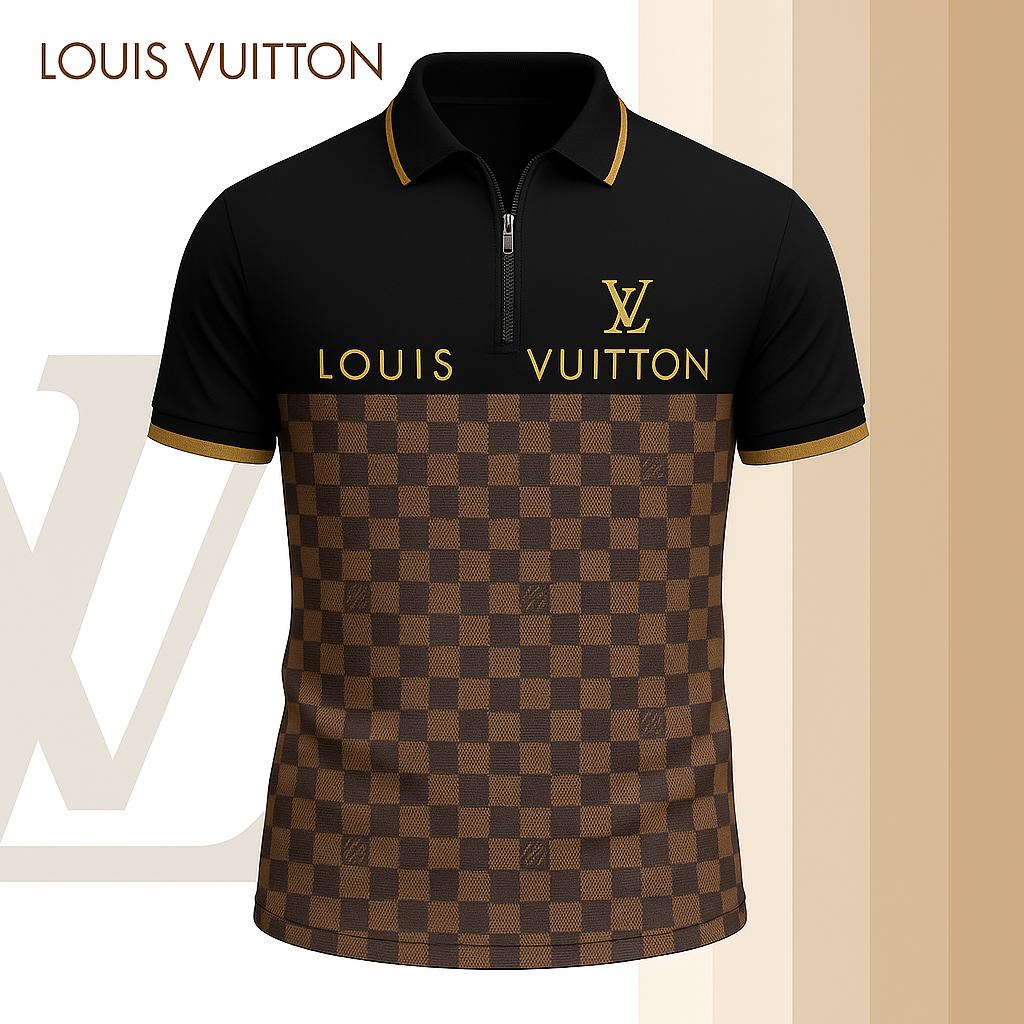 Louis Vuitton Limited Edition High-Quality Printed Zip Polo Shirt for Men-HRK-ZPL2026042