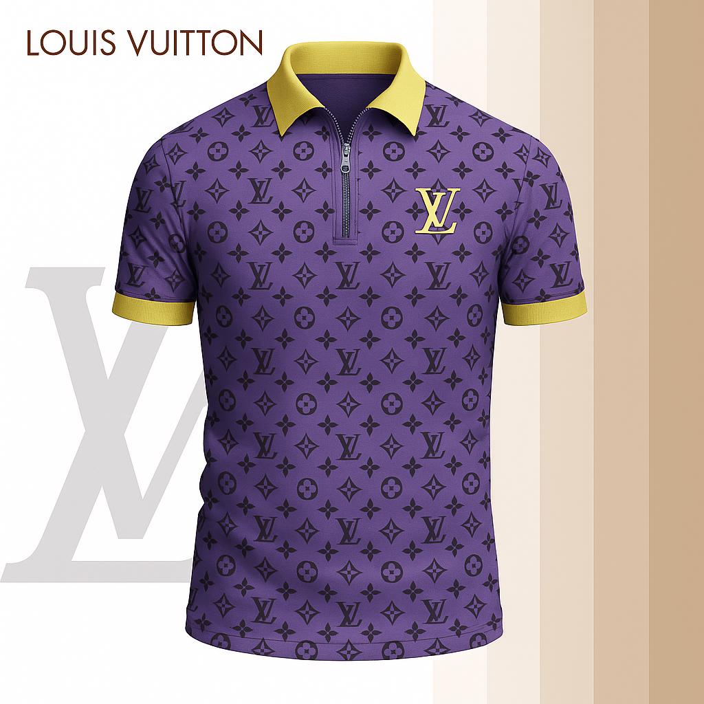 Louis Vuitton Limited Edition High-Quality Printed Zip Polo Shirt for Men-HRK-ZPL2026045