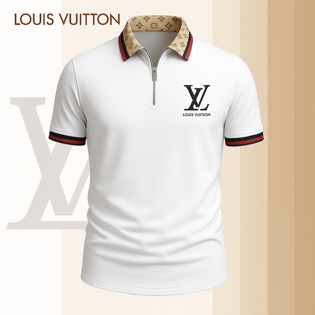 Louis Vuitton Limited Edition High-Quality Printed Zip Polo Shirt for Men-HRK-ZPL2026048