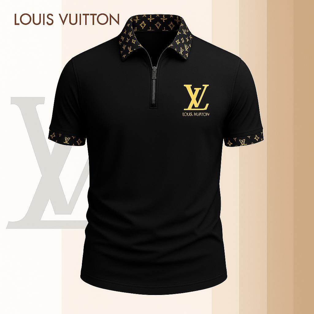 Louis Vuitton Limited Edition High-Quality Printed Zip Polo Shirt for Men-HRK-ZPL2026049