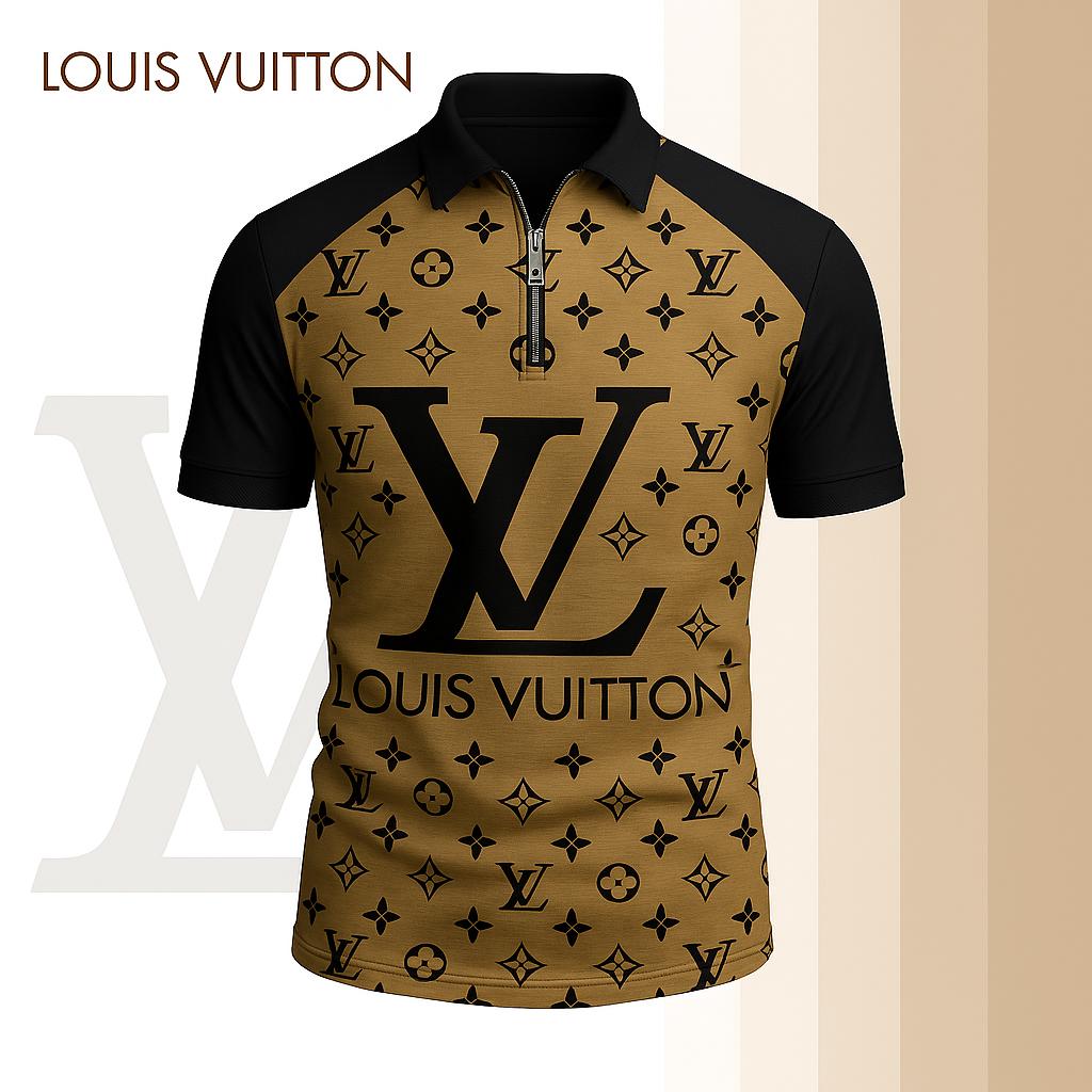 Louis Vuitton Limited Edition High-Quality Printed Zip Polo Shirt for Men-HRK-ZPL202605