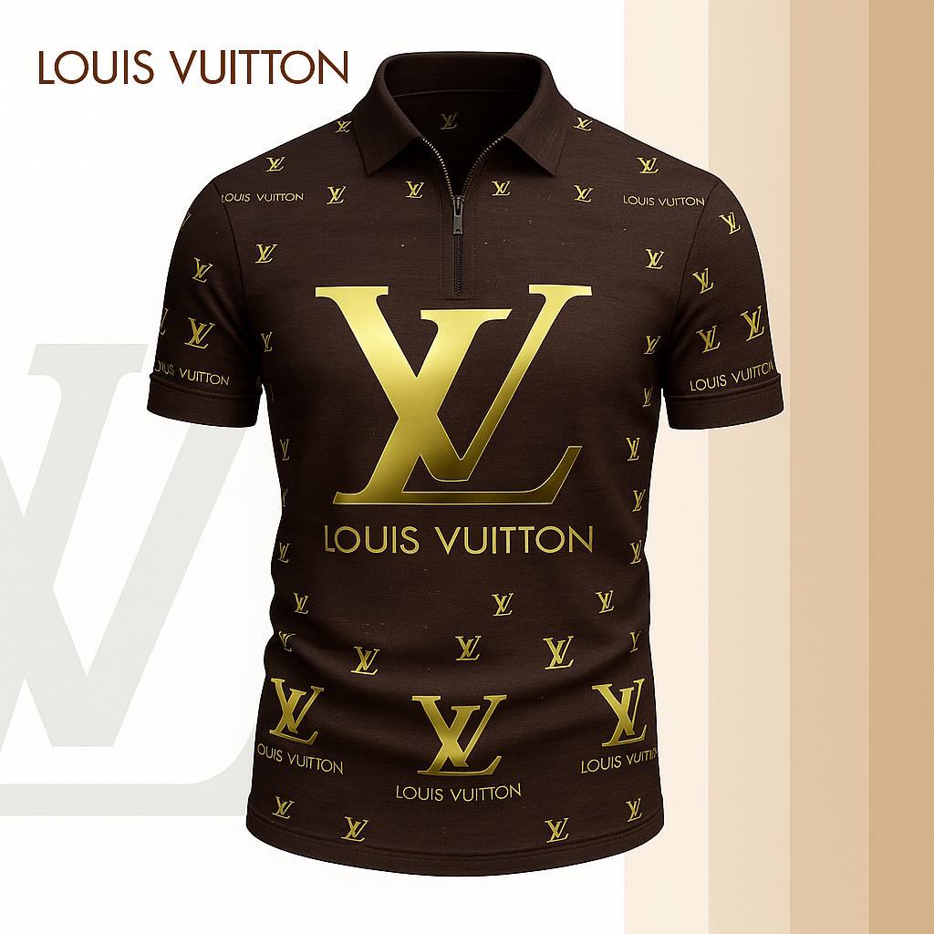 Louis Vuitton Limited Edition High-Quality Printed Zip Polo Shirt for Men-HRK-ZPL2026060