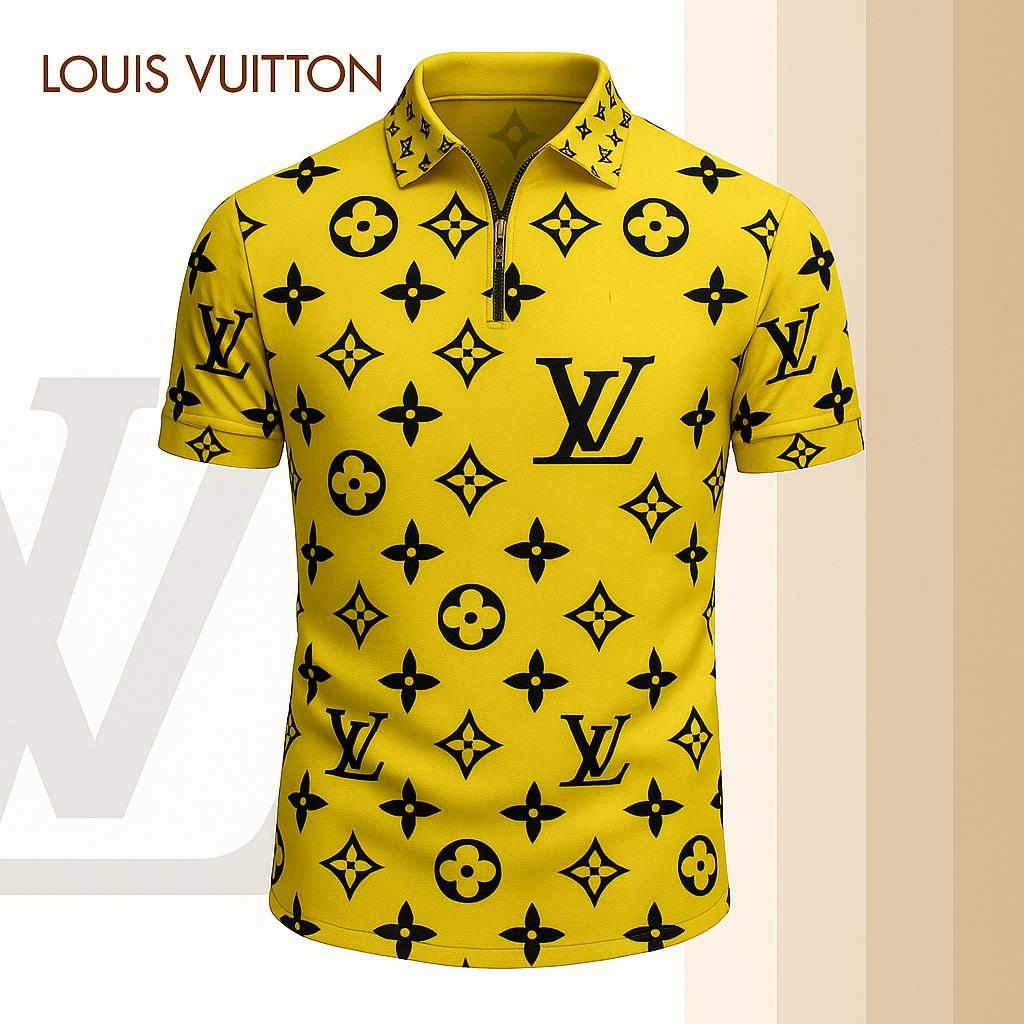 Louis Vuitton Limited Edition High-Quality Printed Zip Polo Shirt for Men-HRK-ZPL2026062