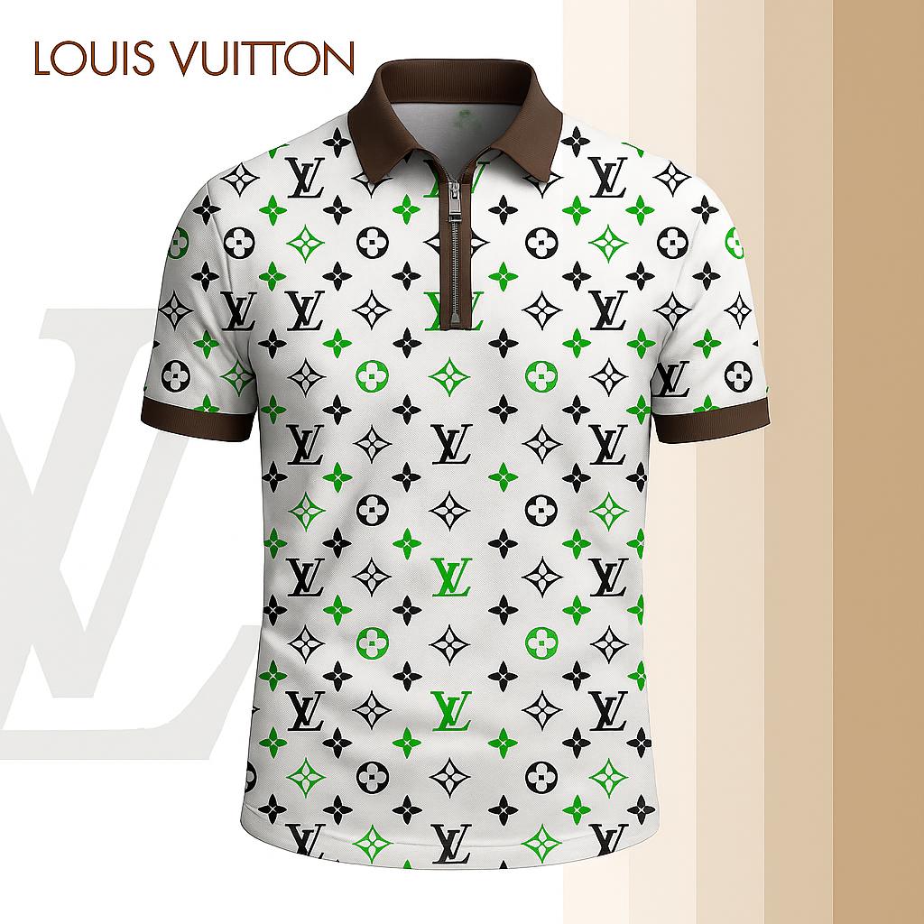 Louis Vuitton Limited Edition High-Quality Printed Zip Polo Shirt for Men-HRK-ZPL2026082