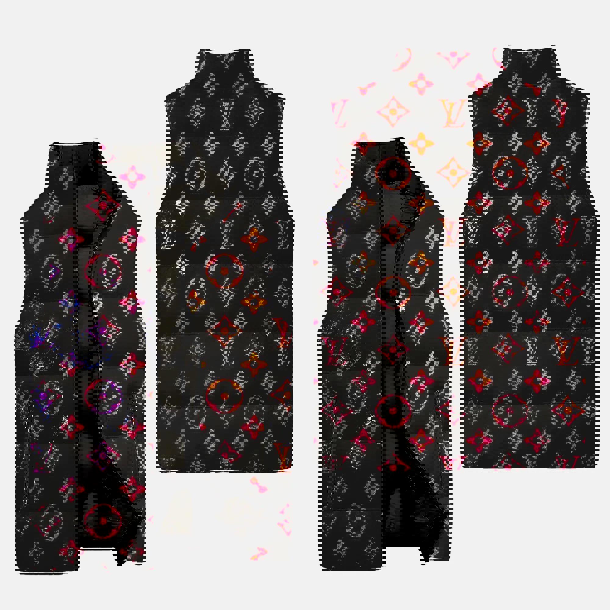 Louis Vuitton Monogam Luxury Brand 3D Sleeveless Down Jacket