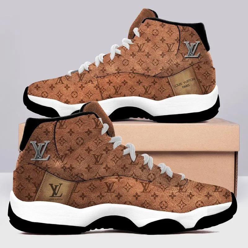 Louis Vuitton Paris Brown Air Jordan 11 Sneakers Shoes LV Gifts JD11027