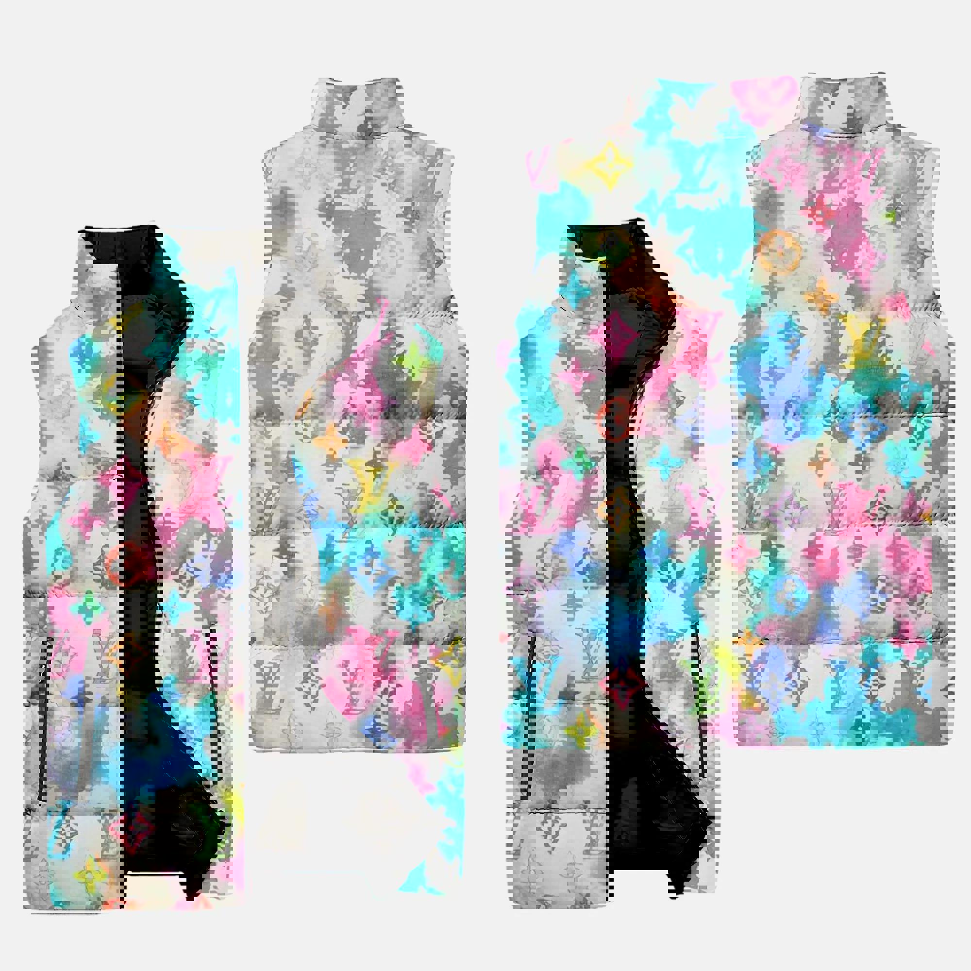 Louis Vuitton Water Color Luxury Brand 3D Sleeveless Down Jacket