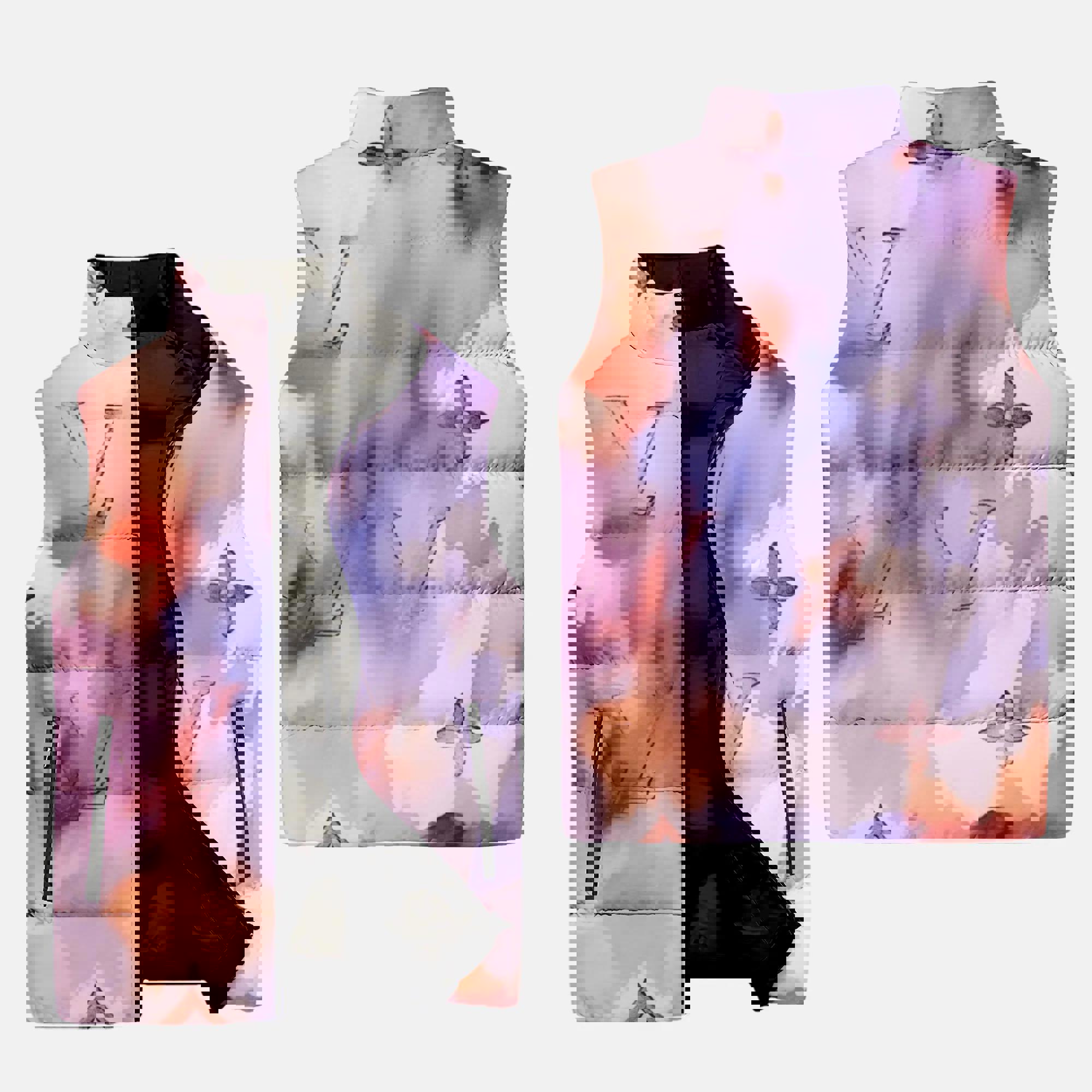 Louis Vuitton Water Color Type 2 Luxury Brand 3D Sleeveless Down Jacket