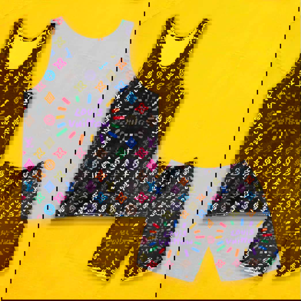 LV Luxury Combo Tank Top Shorts Set Outfit Summer CTS1009