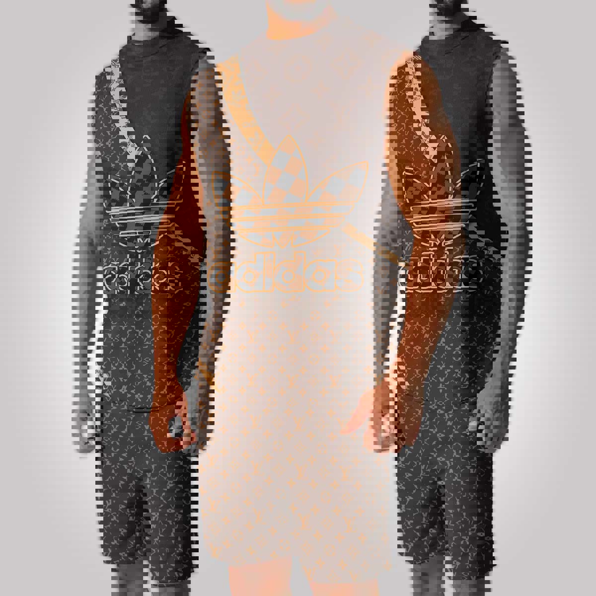 LV x Adidas Luxury Combo Tank Top Shorts Set Outfit Summer CTS1037