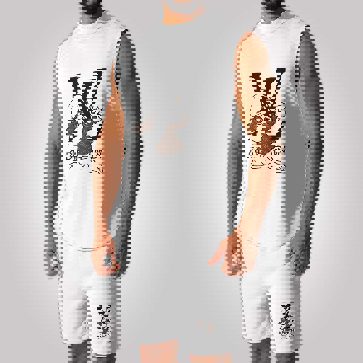 LV x Snoopy Luxury Combo Tank Top Shorts Set Outfit Summer CTS1055