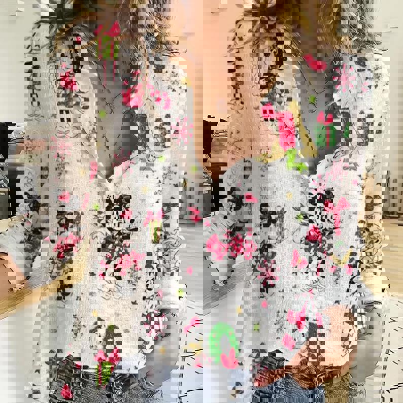 Mickey Minnie Women Casual Shirt Mickey Women Blouses Mickey Linen Shirt Casual
Long Sleeve Button Down Shirt Mickey Fan Gift Christmas Gift