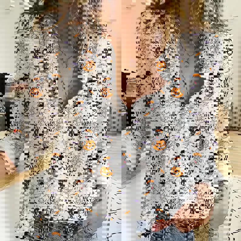 Mickey Pumpkin Women Casual Shirt Casual Long Sleeve Button Down Shirt Mickey
Fans Gift