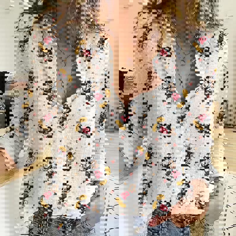 Mickey Women Casual Shirt Mickey Linen Shirt Mickey Women Blouses Mickey Casual
Long Sleeve Button Down Shirt Mickey Fans Gift