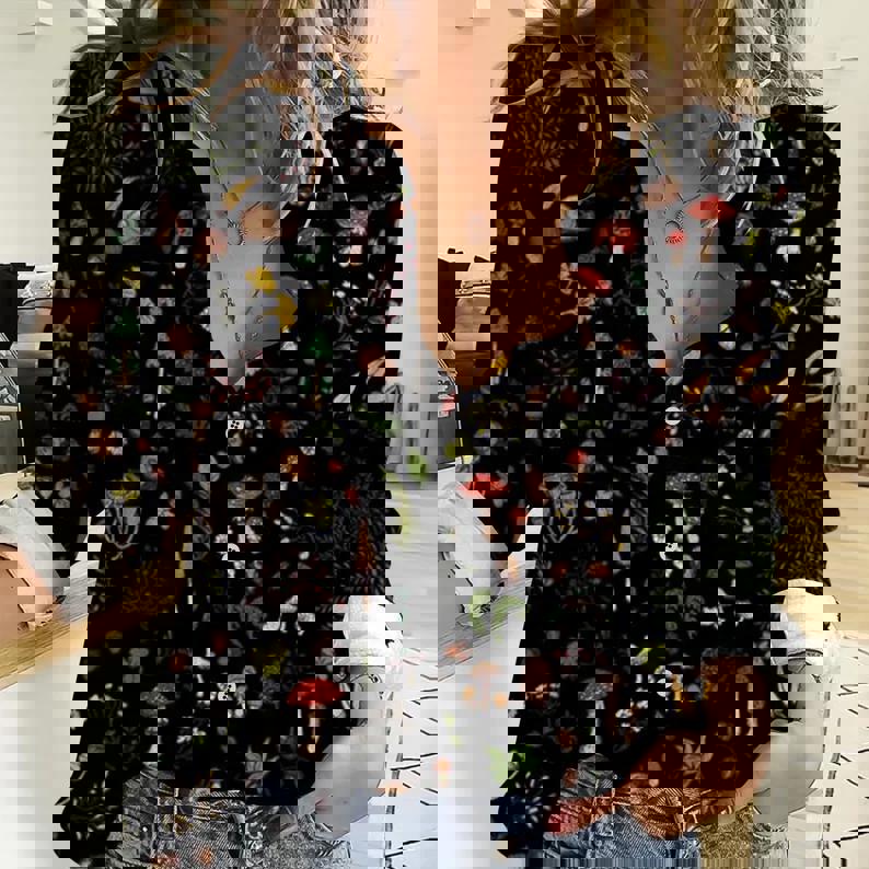 Mushroom Women Casual Shirt Mushroom Casual Long Sleeve Button Down Shirt
Blouses For Women Mushroom Women Linen Shirt