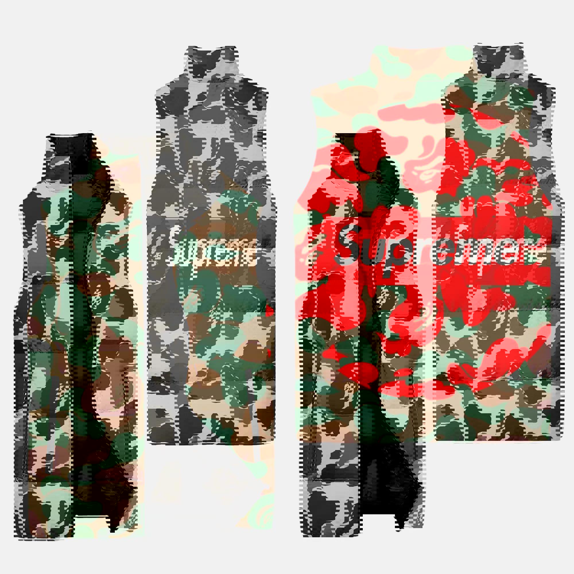 Supreme Bape Luxury Brand 3D Sleeveless Down Jacket