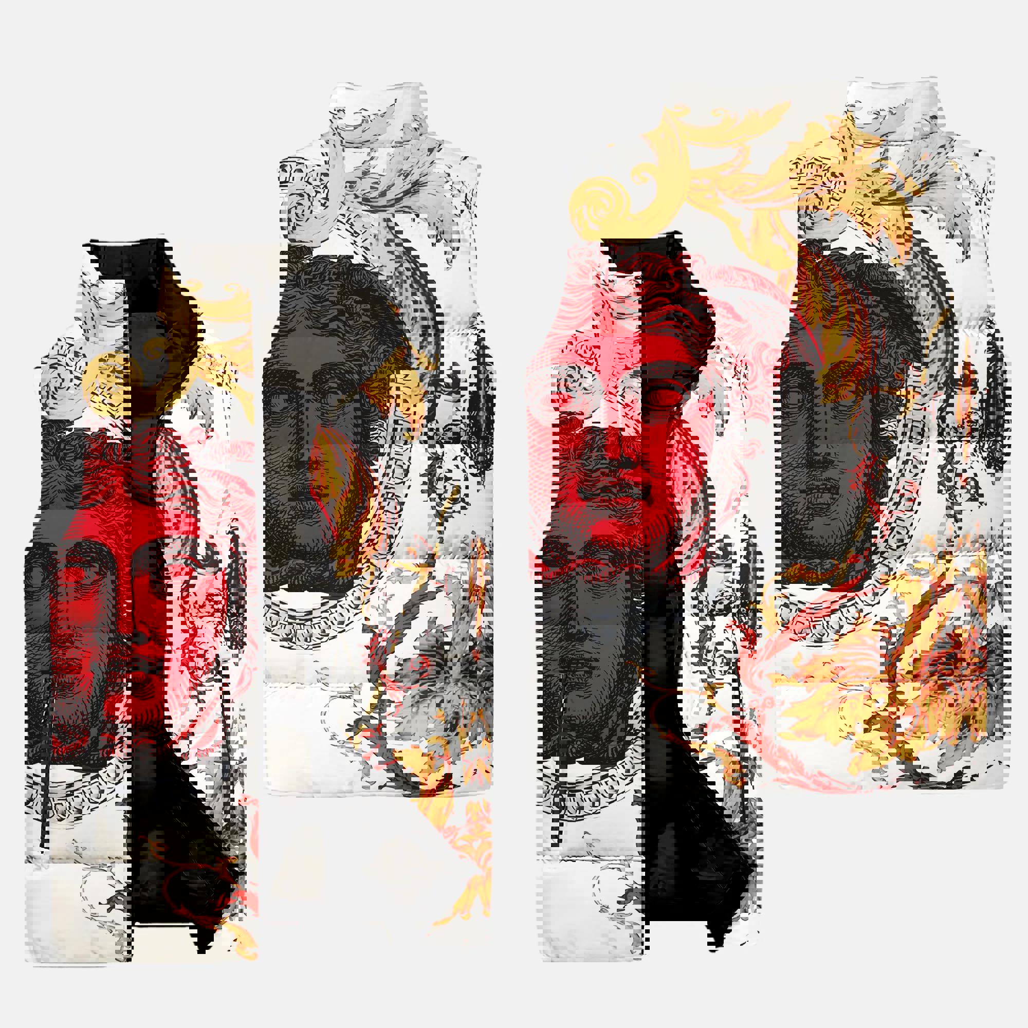 Versace Medusa Red Logo Luxury Brand 3D Sleeveless Down Jacket