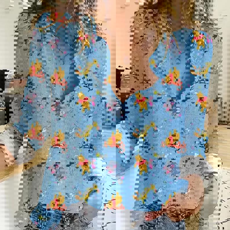 Winnie The Pooh Women Linen Shirt Pooh Casual Long Sleeve Button Down Shirt
Blouses For Women Winnie The Pooh Casual Shirt Pooh Fans Gifts