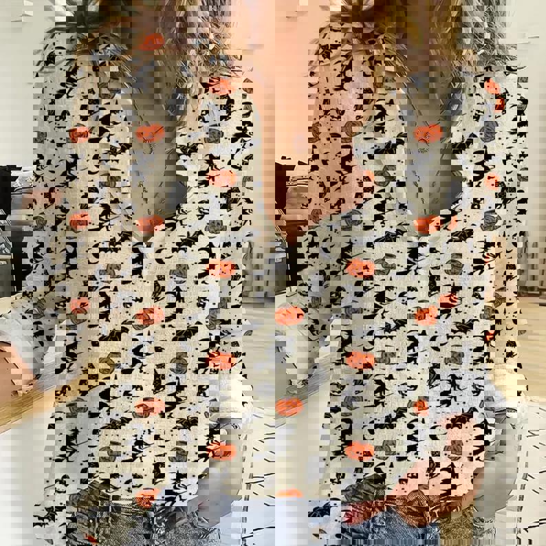 Witch Women Casual Shirt Casual Long Sleeve Button Down Shirt