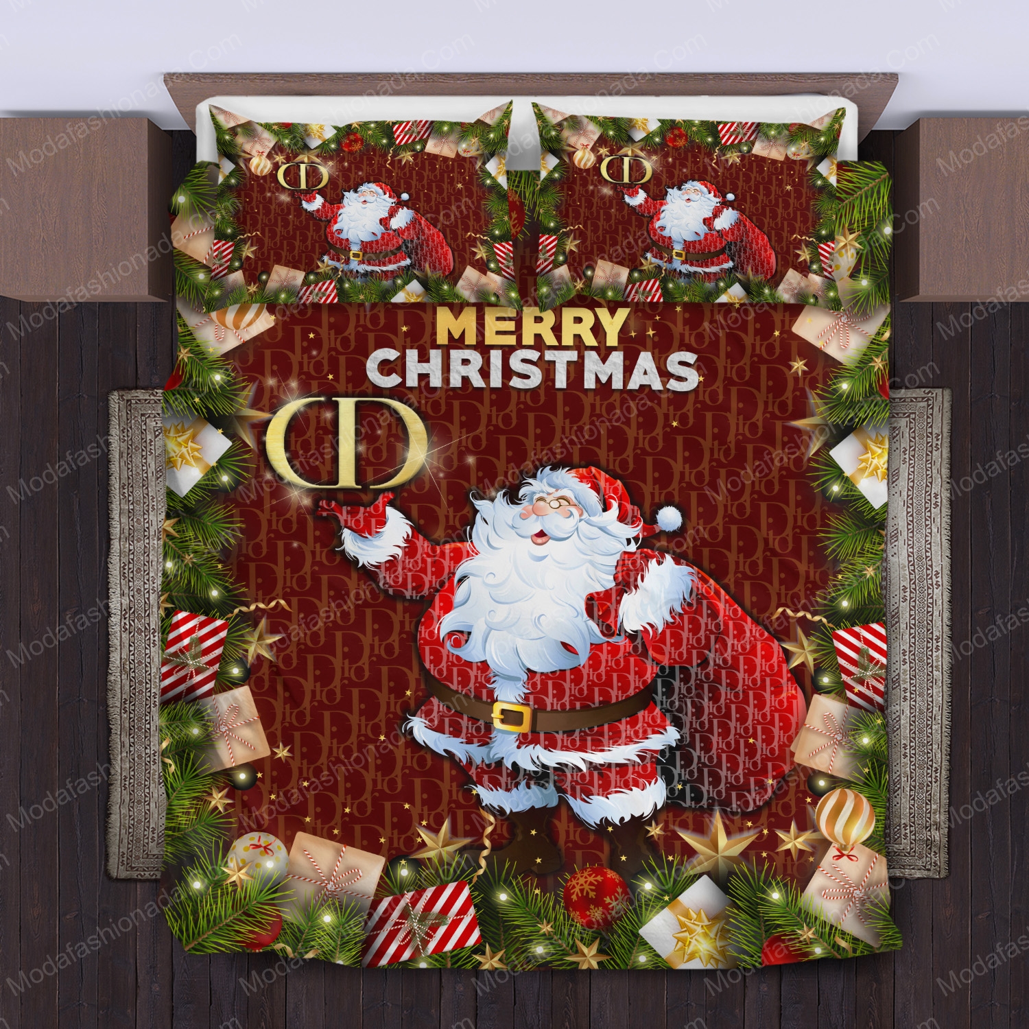 Santa claus dior merry christmas bedding sets