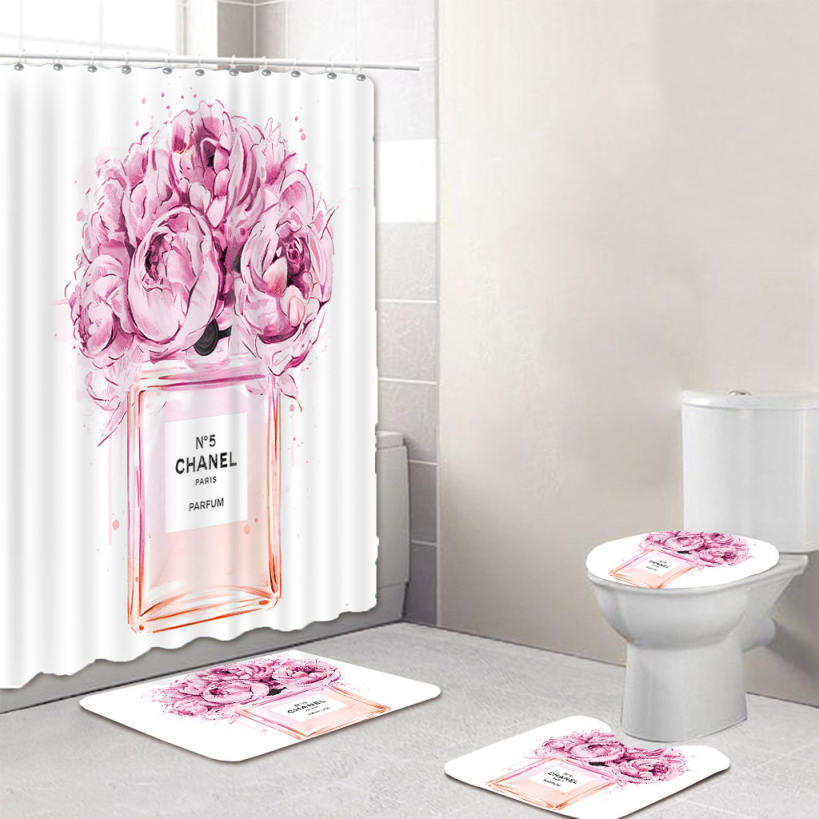 Chanel shower curtain paris perfume coco luxury bathroom set