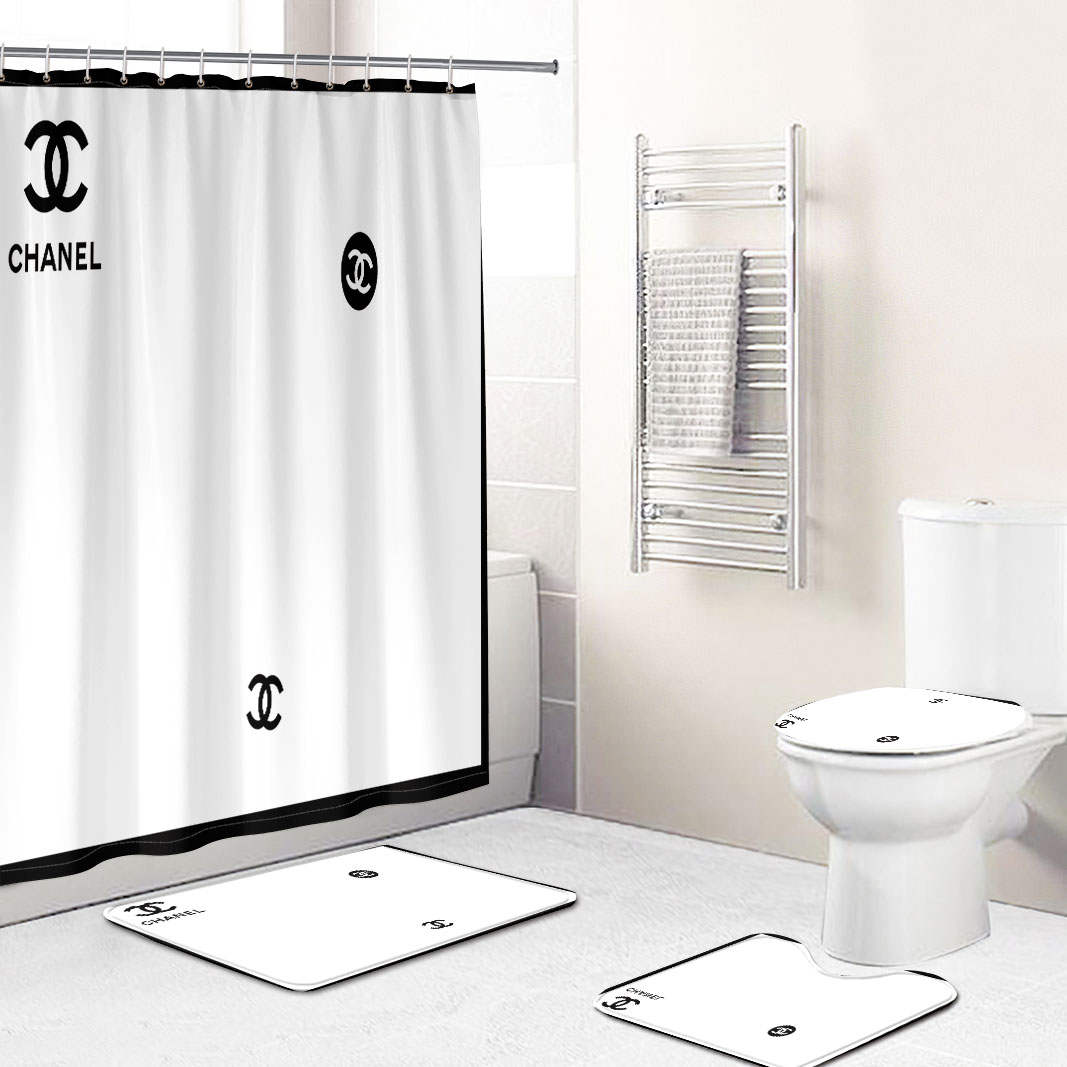 Chanel shower curtain white and beautiful black luxury bathroom set