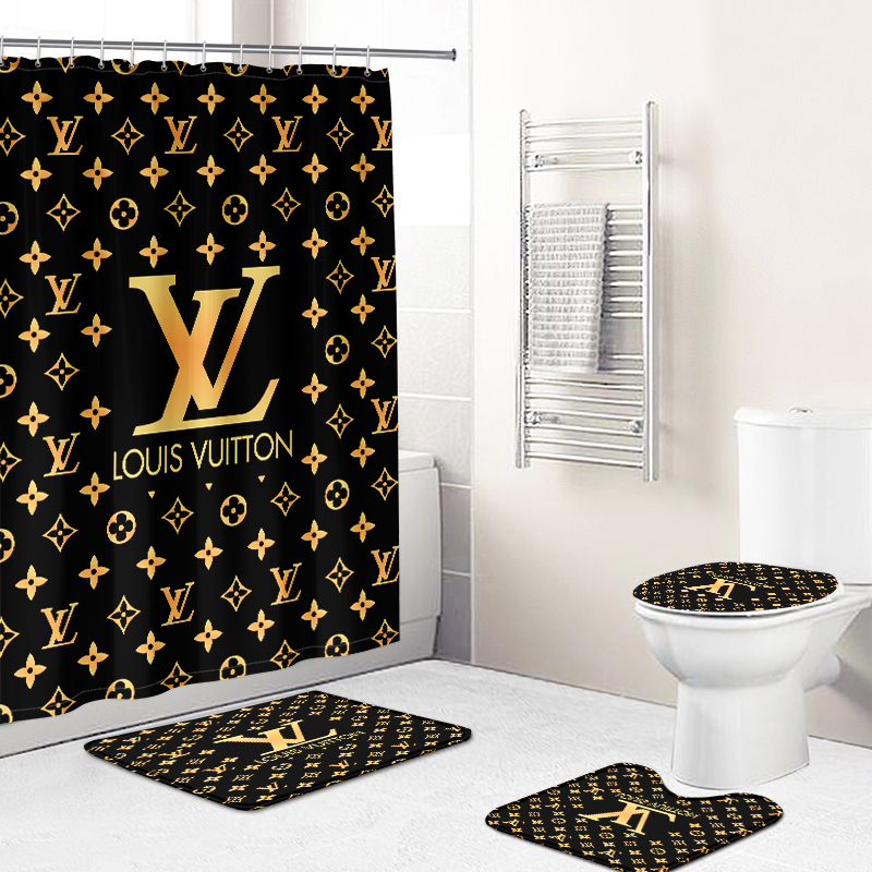 Louis vuitton shower curtains brown and beige full bathroom sets